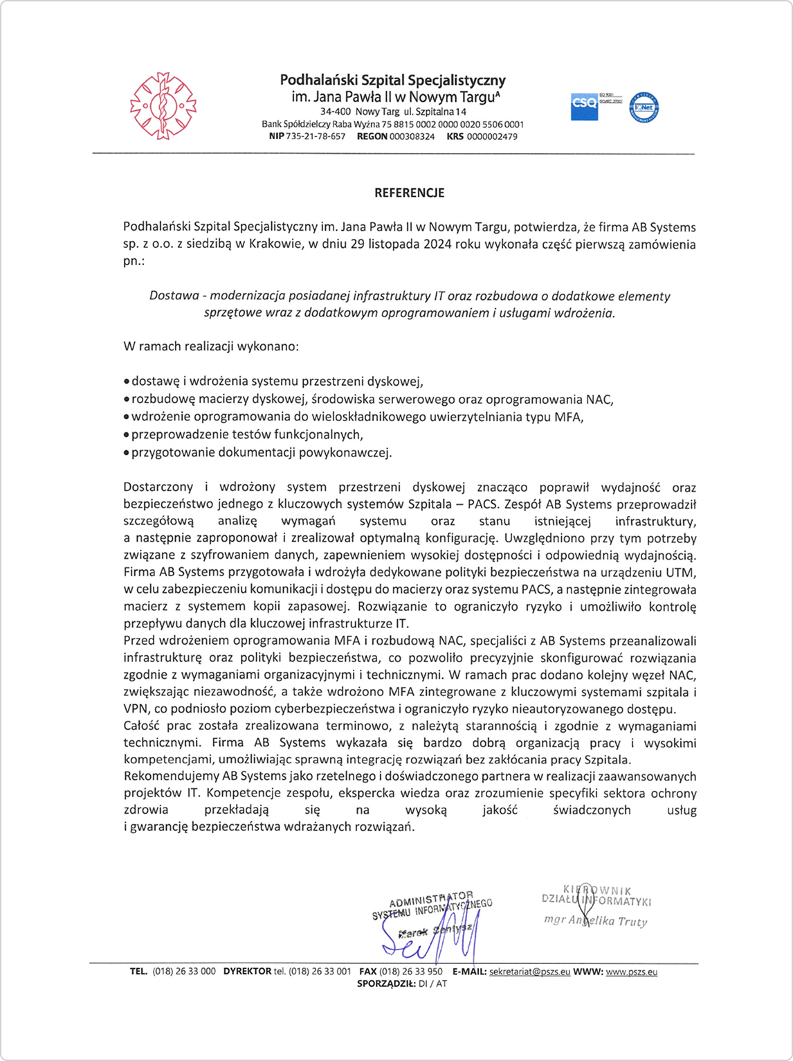 PODHALAŃSKI SZPITAL W NOWYM TARGU