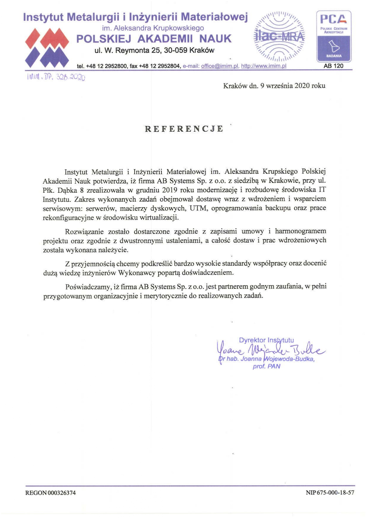 INSTYTUT METALURGII I INŻYNIERII MATERIAŁOWEJ